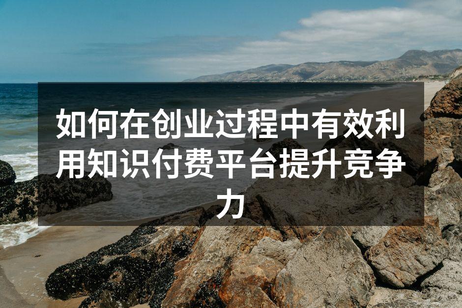 如何在创业过程中有效利用知识付费平台提升竞争力